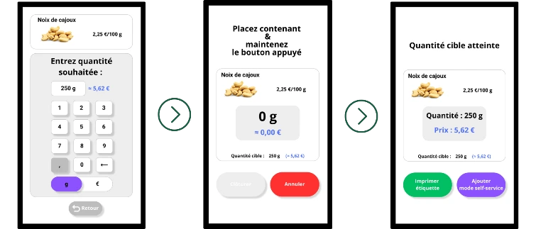 Distribution avec affichage du poids et du prix en temps réel sur SoluBulk